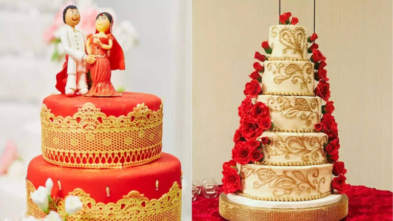Wedding Cake Designs: हाथी, ढोलक और चुन्नी से सजा देसी शादी का केक, देखें इंडियन वेडिंग केक के खूबसूरत डिजाइन्स 5 Wedding Cake Designs